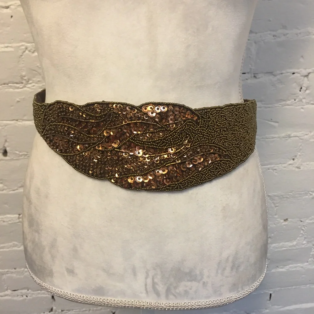 Christian Dior ceiturnes vtg 80s beaded sash belt bronze s/m Satin Vintage Belts | eBay main image 2